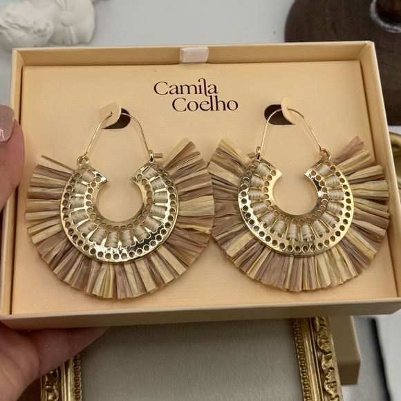 Camila Coelho Raffia Fan Statement Earrings - Picture 6 of 10